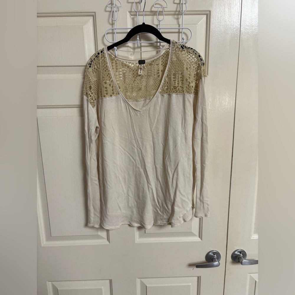 We the Free Knit Shoulder Long Sleeve bohemian Tee